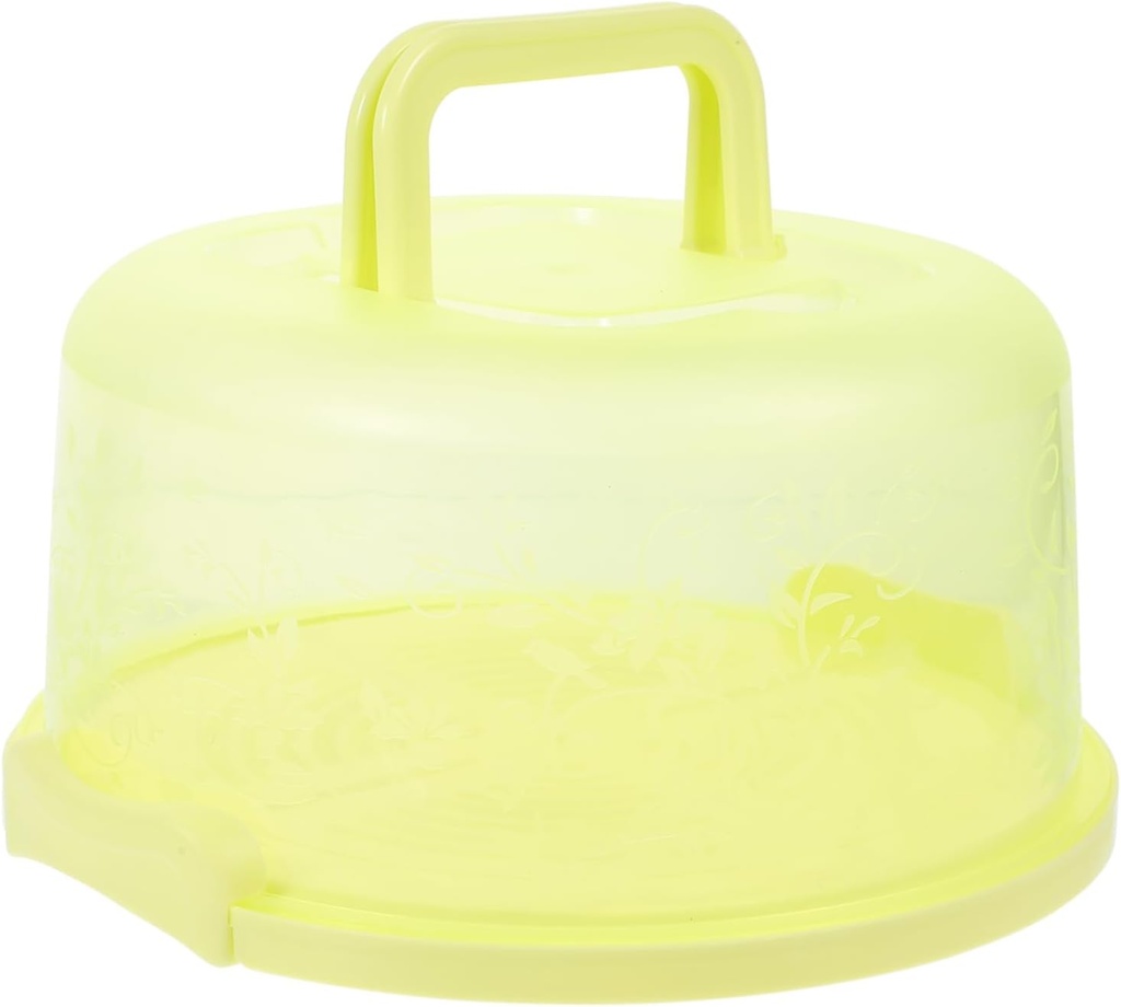 ABOOFAN Portable Green Cake Box with Lid and Handle Lightweight Transparent Plastic Cake Carrier for Birthday Parties Household Baking Reusable and Easy to Clean Storage and Display Case