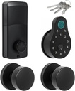 keyless Entry Door Lock deadbolt with Handle Set-Code,Key,Fingerprint deadbolt and Black Door knobs-Touchscreen Keypad Deadbolt Smart Locks for Front Door- Easy Install-Auto Lock