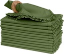 Bedding Craft Cotton Cloth Dinner Napkins Set of 12 – 18x18 Salted Lime with Decorative Lace Selvedge – Reusable Machine Washable Fabric Napkins for Weddings, Baby Showers, Parties & Dining