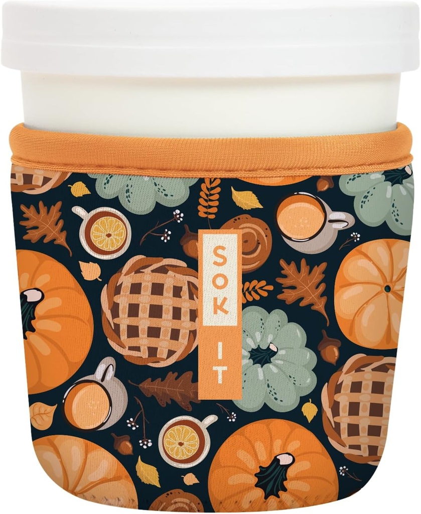 Sok It IceCreamSok Insulated Neoprene Cover (Give Thanks, Tapered Ice Cream Pints)