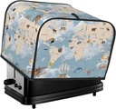 Oven Cover Kitchen Bread Machine Protector,4 Slice Toaster Cover For Home,Fingerprint Coaster Cover,Kitchen Small Appliance,Animals Travel World Map