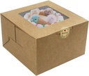 Salome Idea 25PCS Cake Boxes,8x8x5 Inches Brown Square Bakery Boxes with Window Cajas Pasteles for Cake,Pastries,Chocolates,Cookies,Pie,Birthday Party,Wedding,Valentine's Day(Brown)