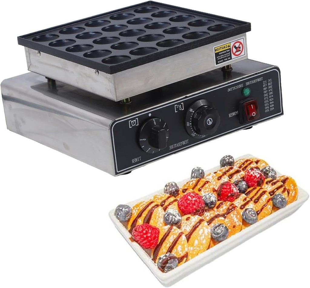 Mini Pancake Baker, 25/50 Pcs Electric Nonstick Waffle Maker Machine, 850W Commercial Pancake Maker with Thermostats & Timers Separate Control,25Holes-220V