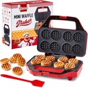 Mini Waffle Maker for Kids, Small Non-Stick Waffle Iron, Makes 8 x 2" Thin Waffles, Easy to Use, Waflera Electrica, Recipes Included