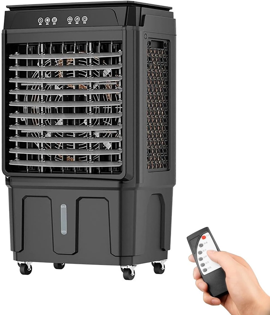 Evaporative Air Cooler Portable, Water Cooler Fan with Large Water Tank, 120°Oscillation, 3 Speeds, 12H Timer, Remote Control, for Indoor Outdoor Patio Garage Use(79x44x34cm/31x17x13in)