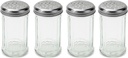 1STNG 12 Oz Cheese Shaker with Stainless Steel Lid – Clear Glass Seasoning Shaker for Salt, Pepper, Sugar, and Spices – Large 360 ml Dispenser for Kitchen, Dining, or On-The-Go Use - Set of 4