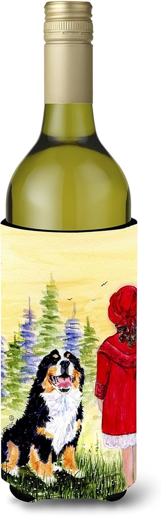 Caroline's Treasures SS8531LITERK Little Girl with her Bernese Mountain Dog Wine Bottle Hugger Bottle Cooler Sleeve Hugger Machine Washable Collapsible Insulator Beverage Insulated Holder