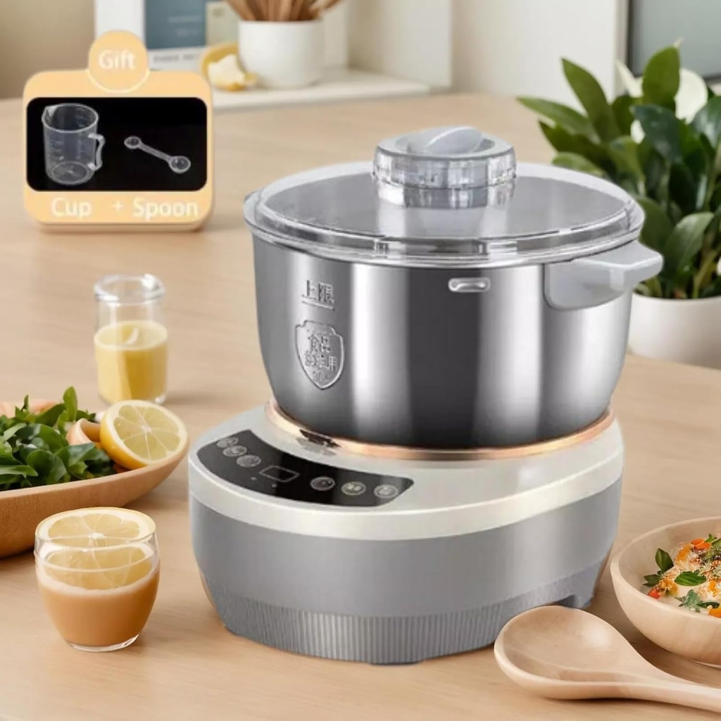 7L Stainless Steel Dough Mixer with Fermentation Function | 110V Electric Bread Maker & Dough Kneader | Smart Temperature Control for Baking, Pizza, Pastry (Gray)