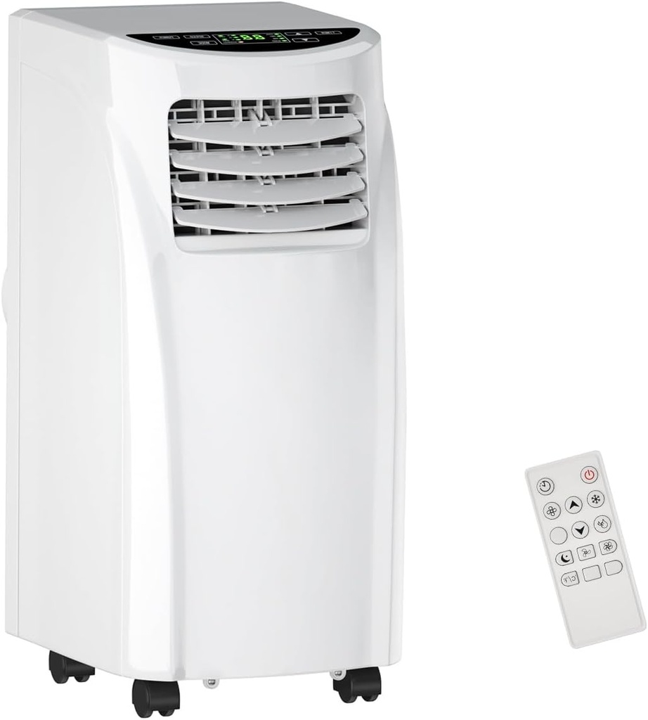 HOMGX 3-in-1 Portable Air Conditioner, 8,000 BTU Powerful Air Cooler w/Fan, Dehumidifier & Sleep Mode, 2 Wind Speeds, 24H Timer, Remote Control & LED Display, Cool Rooms up to 230+ sq. Ft