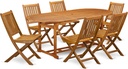 East West Furniture BSDK7CWNA 7 Piece Outdoor Patio Dining Sets Consist of an Oval Acacia Wood Table and 6 Folding Side Chairs, 36x79 Inch, Natural Oil