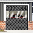 Magnetic Thermal Insulated Door Curtain with Visible Windows, Thicken Polyester Fiberfill & Durable Oxford Fabric, Hands Free Windproof Door Screen for 1 Car Garage Doors 8x7FT, Black