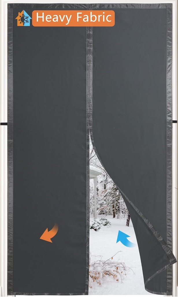 Magnetic Thermal Insulated Door Curtain,Thicker Layered Fabric Self Closing Door Curtains,Temporary Thermal Curtains Keep Warm Winter&Cool Summer,Privacy Barn Draft Stopper Cover