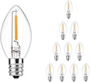 10 Pack LED Night Light Bulb, C7 LED Clear Replacement Bulbs, Christmas Lights Bulbs for Halloween Outdoor String Lights Decor, E12 Candelabra Base, 0.6 Watt C7 Bulbs Warm White