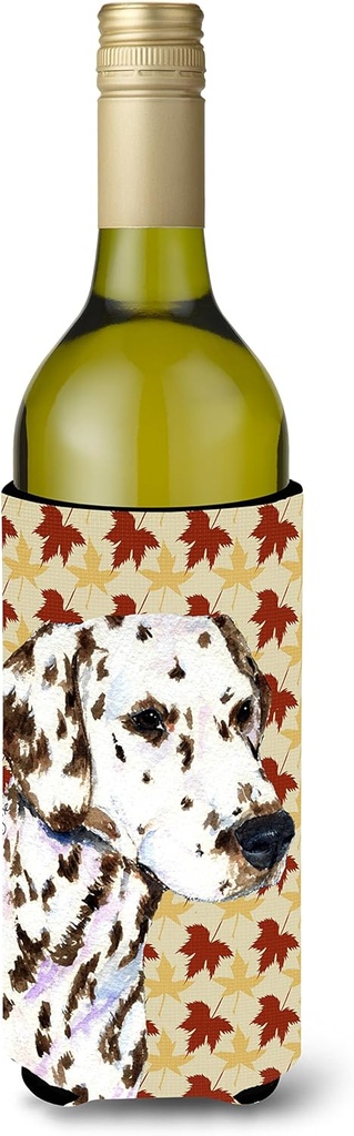 Caroline's Treasures SS4387LITERK Dalmatian Fall Leaves Portrait Wine Bottle Hugger Bottle Cooler Sleeve Hugger Machine Washable Collapsible Insulator Beverage Insulated Holder