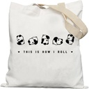 Cute Panda Canvas Tote Bags, Reusable Grocery Bags, White, 15" x 13" x 25", Unisex Adult