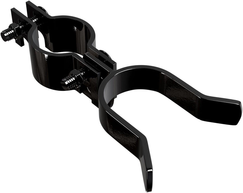 VIVIDA 1-3/8" x 1-3/8" Chain Link Fence Gate Latch, Black Gate Fork Latch with Padlock Hole, Black Powder Coated, Bolts & Nuts Included, 1 PCS