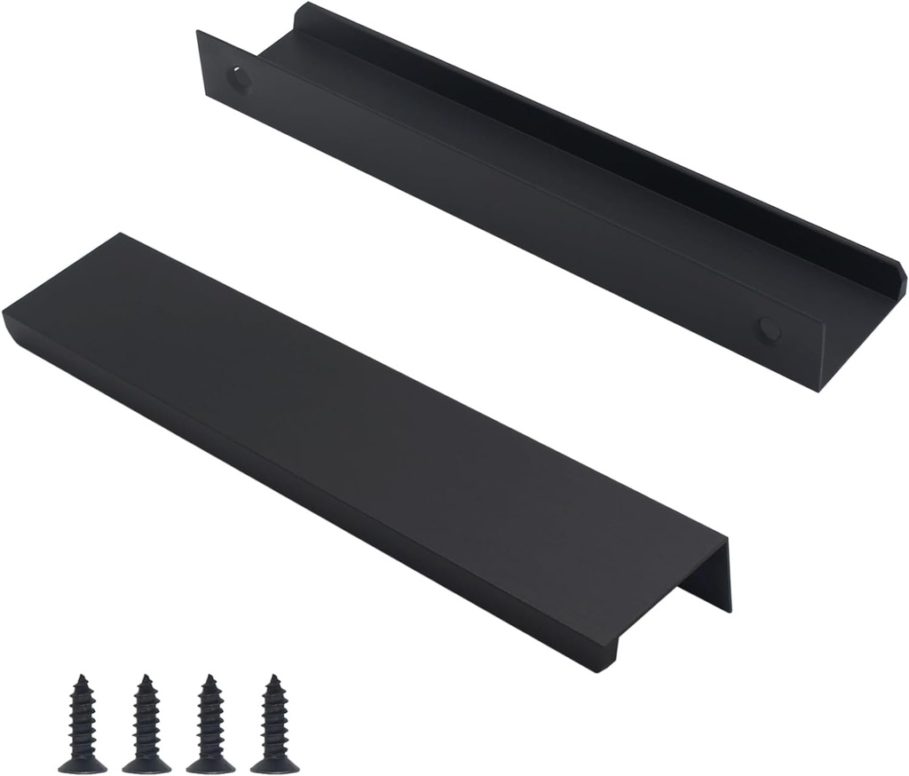 30 Pack Modern Kitchen Cabinet Handles, Black Finger Pulls for Cabinets 5.9inch/150mm Length, Matte Black Edge Cabinet Pulls, Drawer Tabs Pull Hardware Concealed Tab Handle