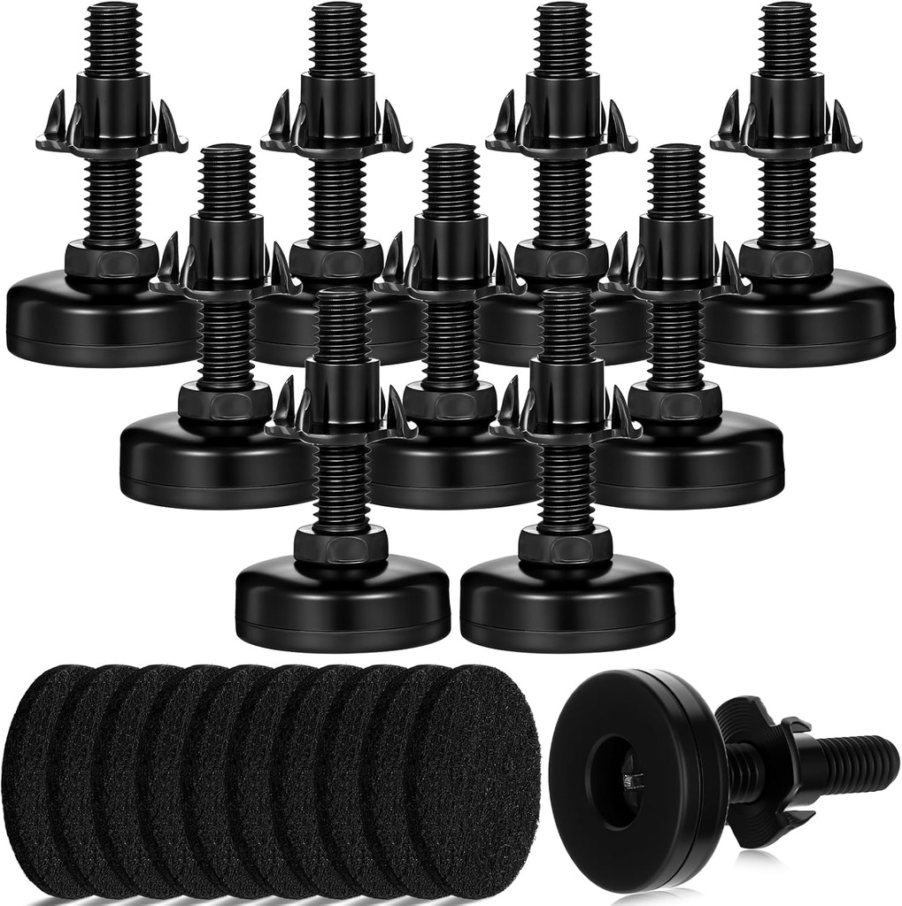 20 Set Adjustable Furniture Leveling Feet, Adjustable Leg Levelers for Cabinets Sofa Tables Chairs Raiser, Heavy Duty Height Adjuster Furniture Levelers Foot with T- Nut Kit 3/8”-16 Thread