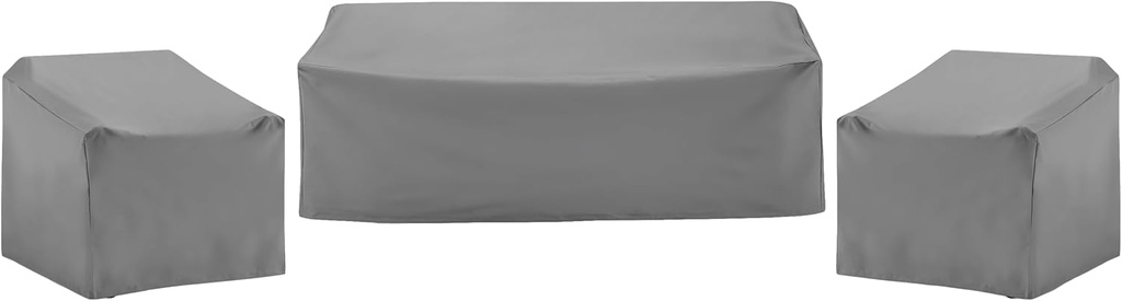 Crosley Furniture Patio Furniture Covers, Waterproof 3-Piece Cover Set for Outdoor Chairs and Sofa, Gray