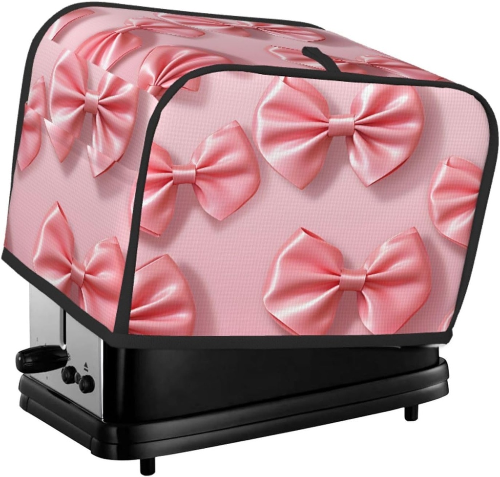 Toaster Cover 2 Slice Pink Bow Pattern Toaster Cover Waterproof Kitchen Small Appliance Covers Microwave Oven Dust-Proof Bread Cover, Women Gift