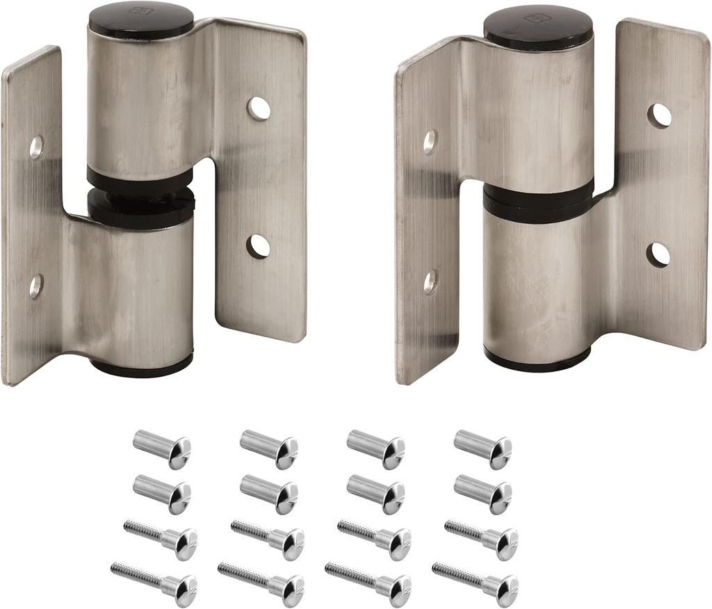 Prime-Line 658-8237 Surface Mounted Hinge Set, RH/IN - LH/OUT, w/Fasteners, Stainless Steel (Single Pack)