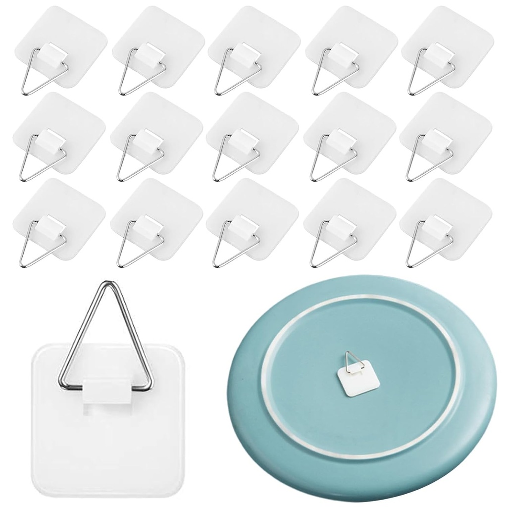Wall Plate Hangers for Display - Invisible Adhesive Picture Hangers for Wall - Ideal for Hanging Decorative Plates | Photo Frames | Paintings - 1.3 Inch White 80pcs