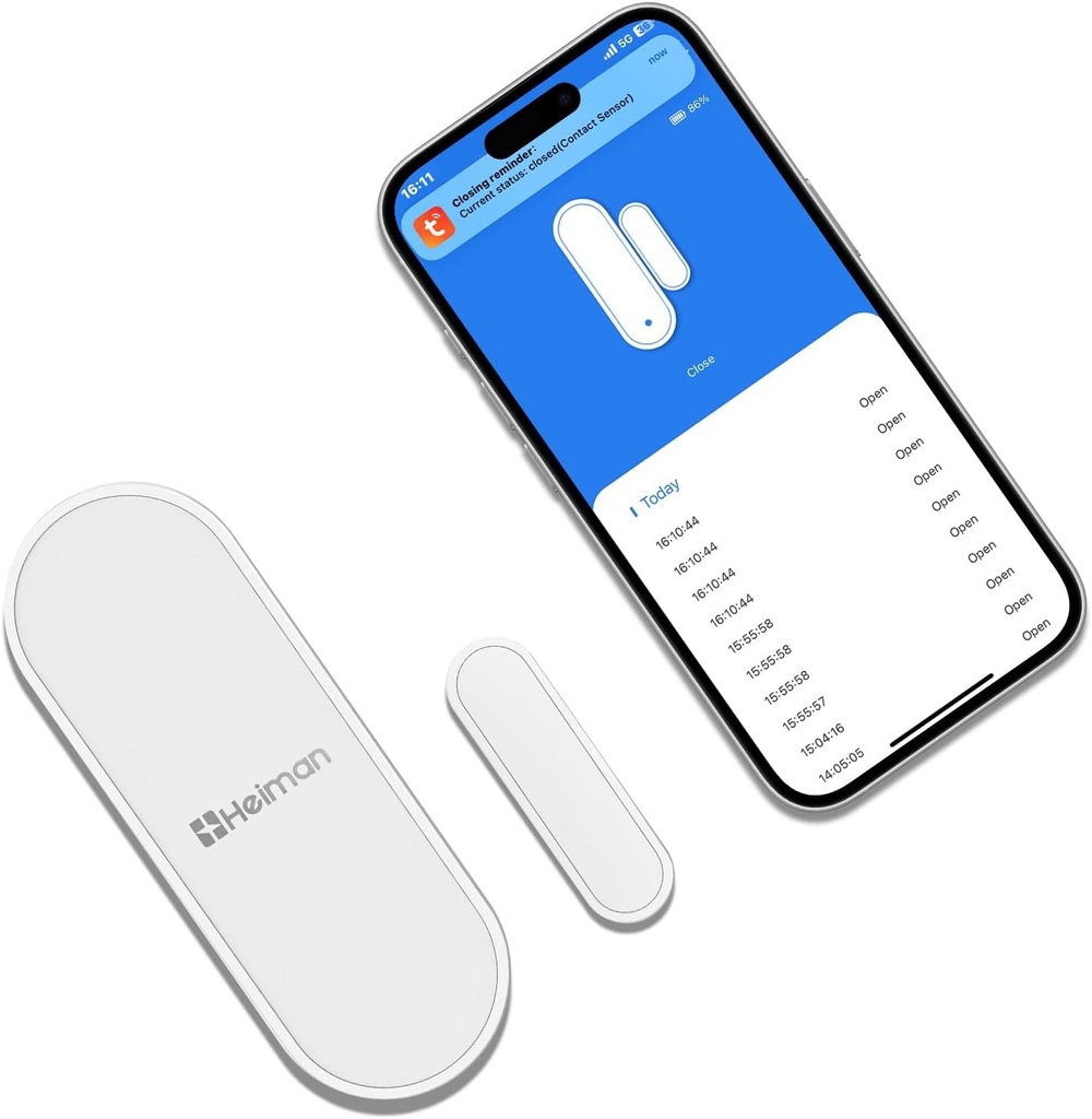 HEIMAN Window Door Alarms When Opened, WiFi Door Chime Sensor, Contact Sensor for Home Security, Smart Wireless Magnetic Door Open Detector, APP Notification Compatible with Alexa, Google Assistant