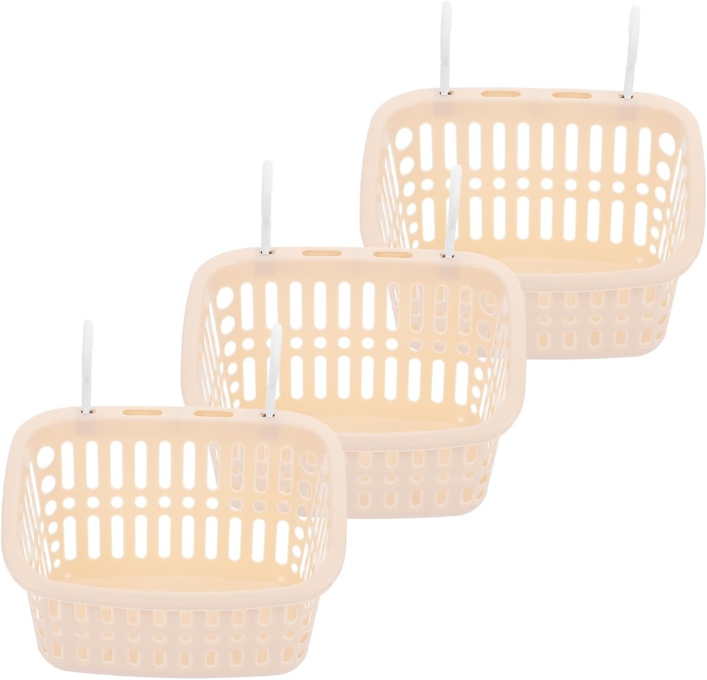 DOITOOL 3pcs Wall Hanging Storage Basket Durable Plastic Organizer with Strong Hooks for Bathroom and Kitchen Multi-functional Shower Caddy for Fruits Vegetables and Household Items