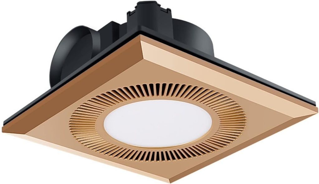 Ventilation Fan 10inch Ceiling Window Exhaust Fan with Light,LED Square Quiet Ceiling Mount Ventilation Fan Combination for Bathroom/Shower/Restroom/Home/Office Ventila,Gold-AU,Gold-1