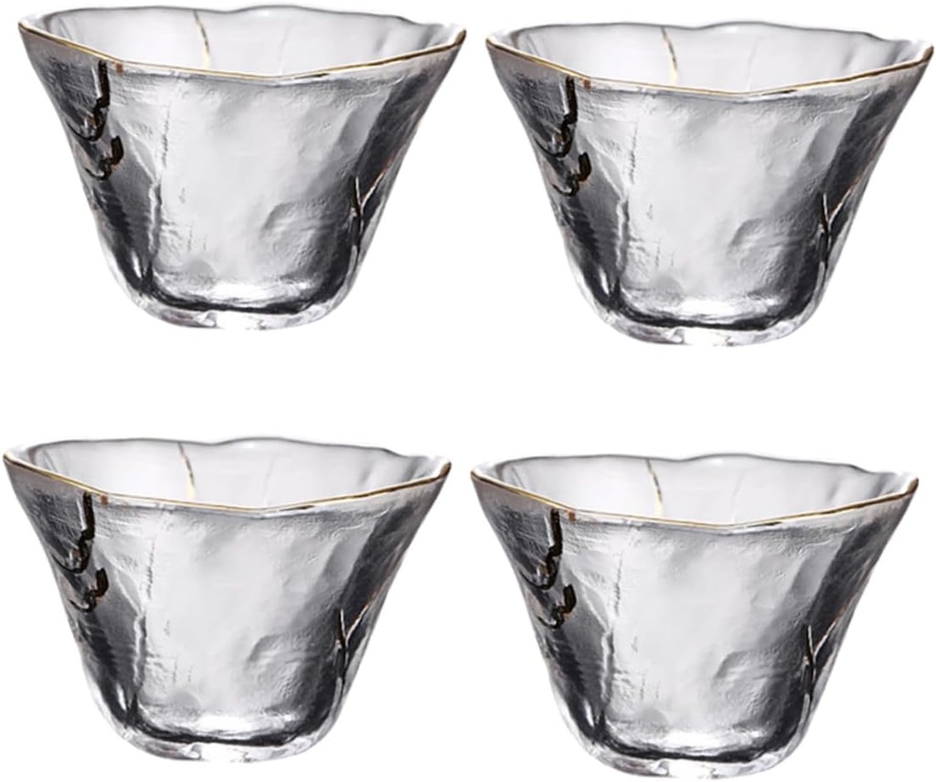4pcs Heat Resistant Japanese Style Glass Tea Cups Elegant Sake Cups for Home Use Capacity for Sake Tea for Weddings Parties and Gatherings