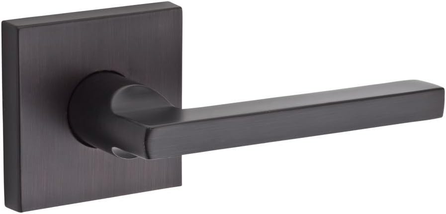 Baldwin FDSQUCSR112 Reserve Full Dummy Lockset x Square with Contemporary Square Rose in Aged Bronze Finish