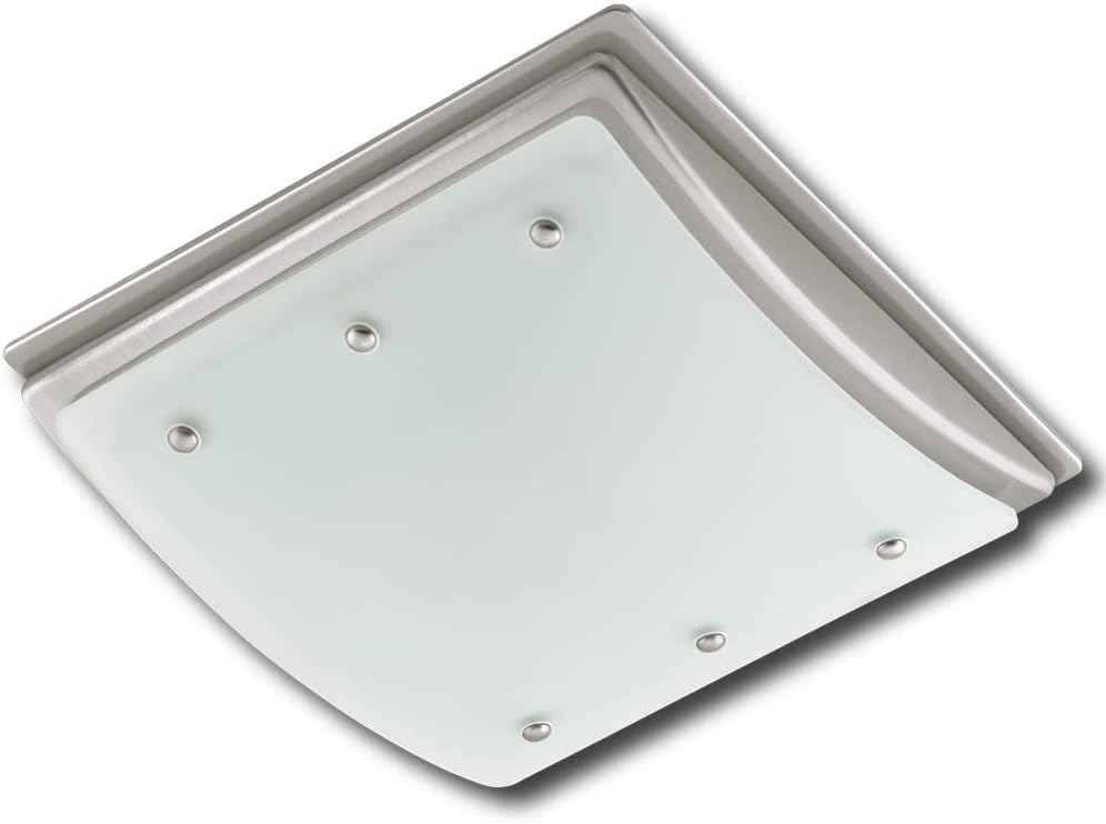 Hunter 90064z Ellipse Decorative Bathroom Ventilation Exhaust Fan with Light and Night-Light, Matte Opal Glass, Brushed Nickel Finish, 100 CFM, Medium