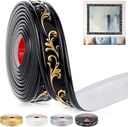 Peel and Stick PVC Crown Molding Trim Flexible Molding Trim 13.1 ft x 1.8" Self Adhesive Wallpaper Wall Border Mirror Frame Baseboard Cabinet for Home Decor Edge Background(Black Gold)