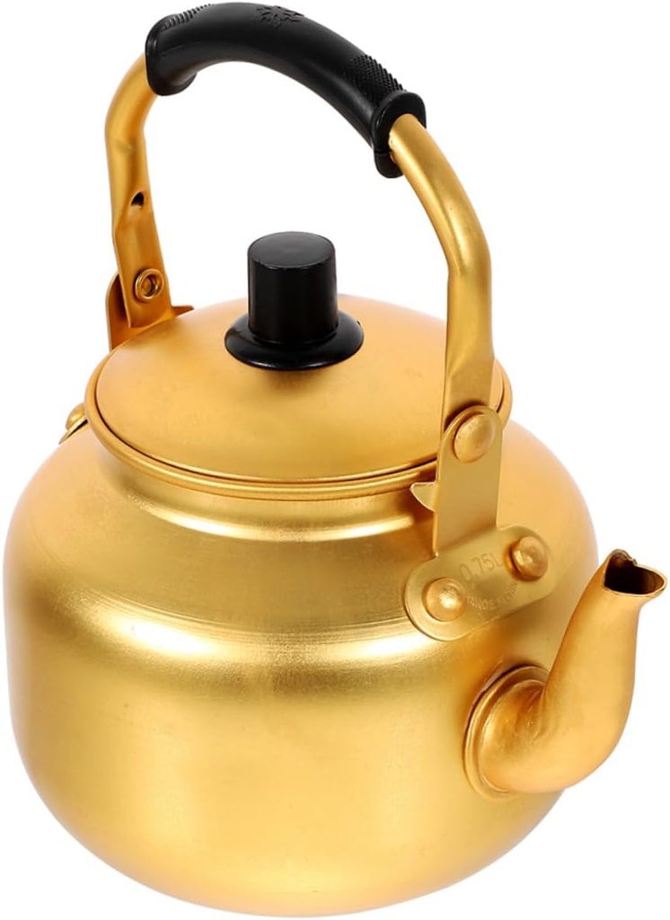 Cabilock Metal Stovetop Kettle Yellow Aluminum Enamel Tea Pot Water Boiler Reusable Handheld Scald-proof