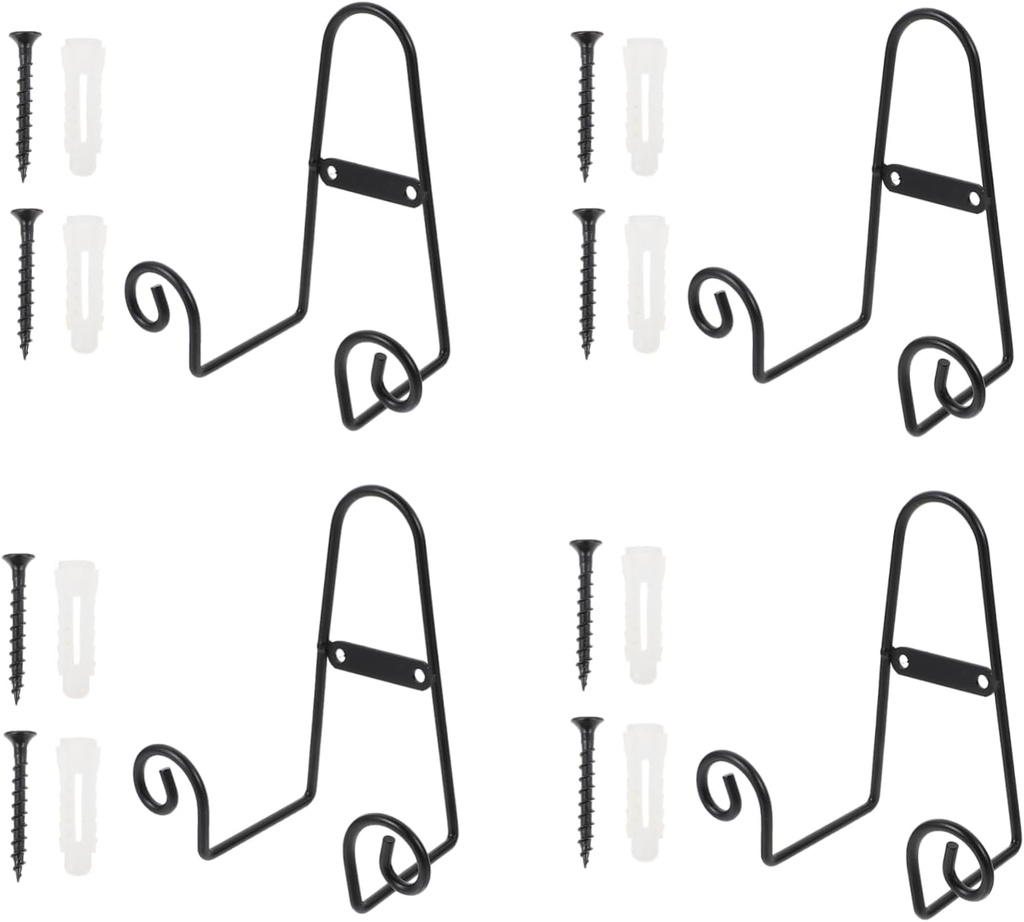 Alipis 4pcs Ceramic Plate Display Stand Set Decorative Dish Holder Iron Plate Rack Sturdy Support for Home Décor and Kitchen Display