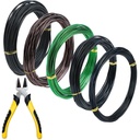 5 Roll Bonsai Wires, Anodized Aluminum Bonsai Training Wire with Wire Cutter, 3 Colors and 3 Sizes (1mm, 1.5mm, 2mm), Total 160 Feet, Aluminum Wires for Indoor Garden Small Trunks DIY Tools