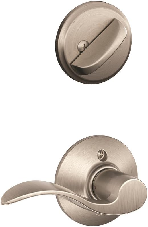 Schlage F59 ACC 619 RH Accent Interior Right-Handed Lever with Deadbolt, Satin Nickel (Interior Half Only)