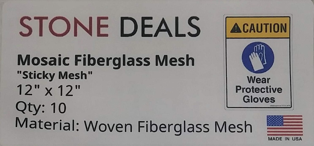 Sticky Mesh for Back Mounted Mosaic 12" x 12" (Ten Sheets) 4.5 oz