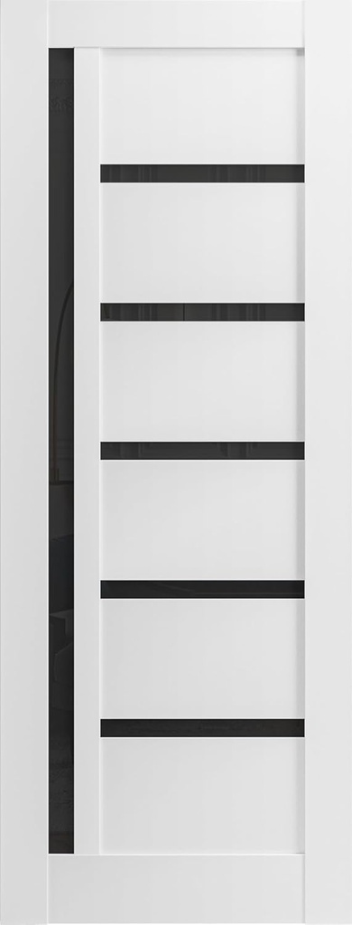 SARTODOORS Slab Barn Door Panel | Quadro 4588 White Silk with Black Glass | Sturdy Finished Doors | Pocket Closet Sliding-30 x 80"-Black Glass
