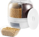Rotating Grain Dry Food Storage 6 Grid,360°Rotating Grid Grain Dispenser Countertop, 13lbs Rice Storage Container For Rice, Millet, Black Rice, Barley