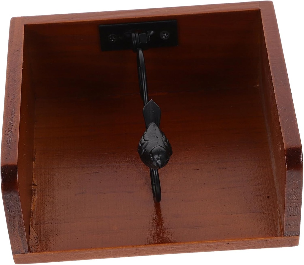 Rustic Farmhouse Kitchen Napkin Holder Iron and Wood Tissue Organizer for Hotel Dining Table Compact Vertical Paper Towel Stand with Vintage Finish for Countertops