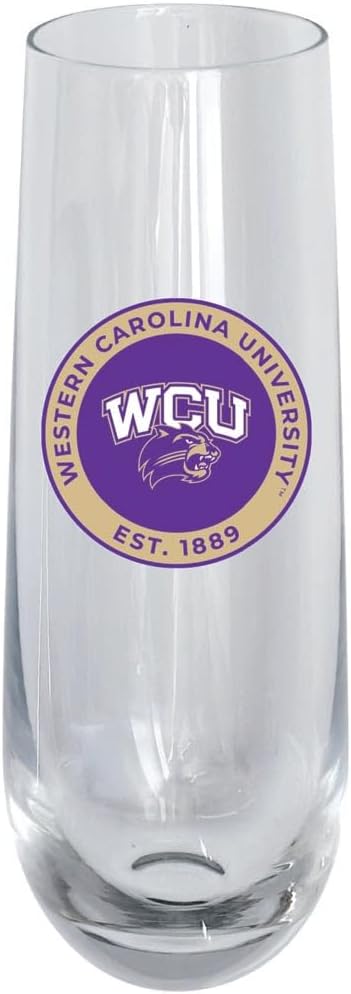 R and R Imports Western Carolina University 10oz Stemless Flute Officially Licensed Collegiate Product 4-Pack