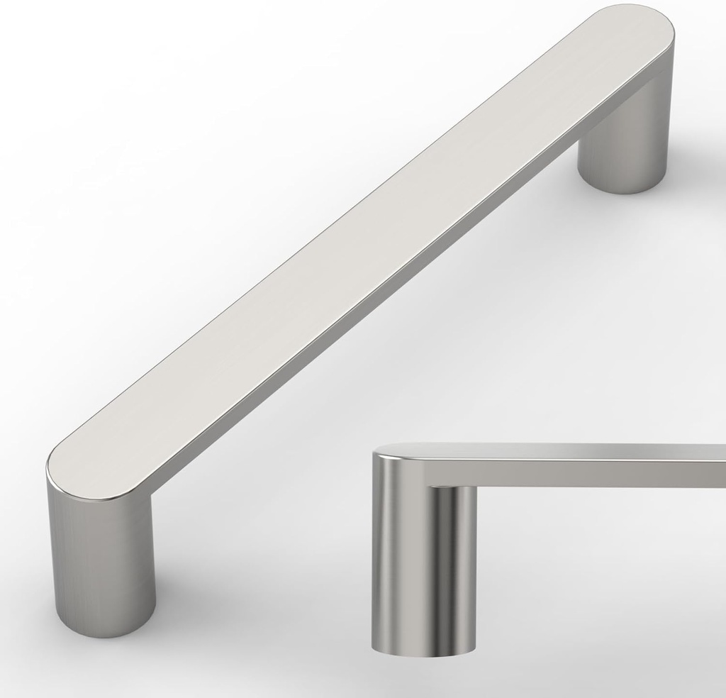 Amerdeco 10 Pack ZH0005BSN Brushed Satin Nickel 5 Inch(128mm) Hole Centers Kitchen Cabinet Pulls Hardware Modern Kitchen Handles for Cabinets Cupboard Handles Drawer Pulls