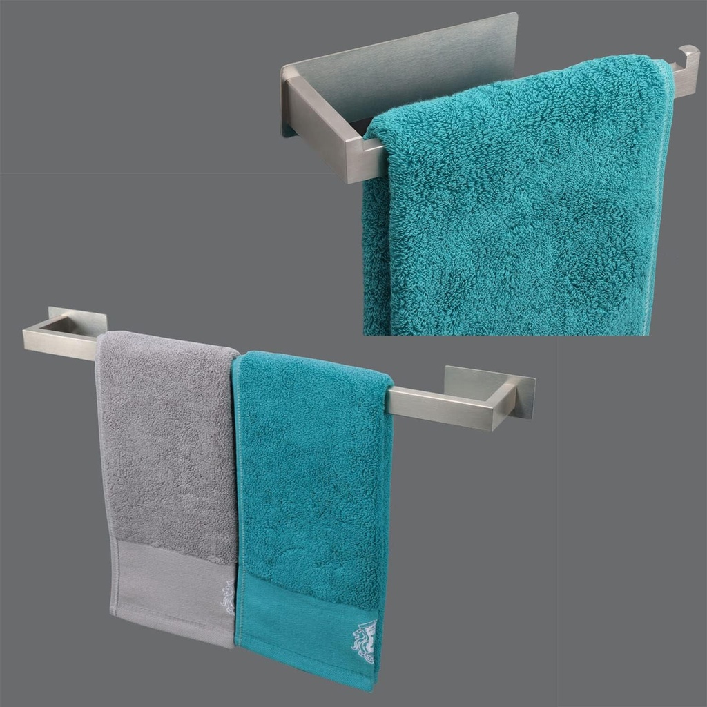 Adhesive Towel Bar + Hand Towel Holder Premium 304 Stainless Steel 24 Inches Towel Rack, 9 inches Heavy Duty Hand Towel Bar, Wall Mounted Bathroom Accessories for Bathroom Kitchen(Brushed Nic