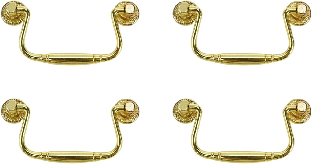 4 Sets 81mm/3.2" Hole Spacing Antique Style Bail Handle Decorative Drawer Pulls for Woodenbox Case Drawer Cabinet Door Jewerlybox (Gold)