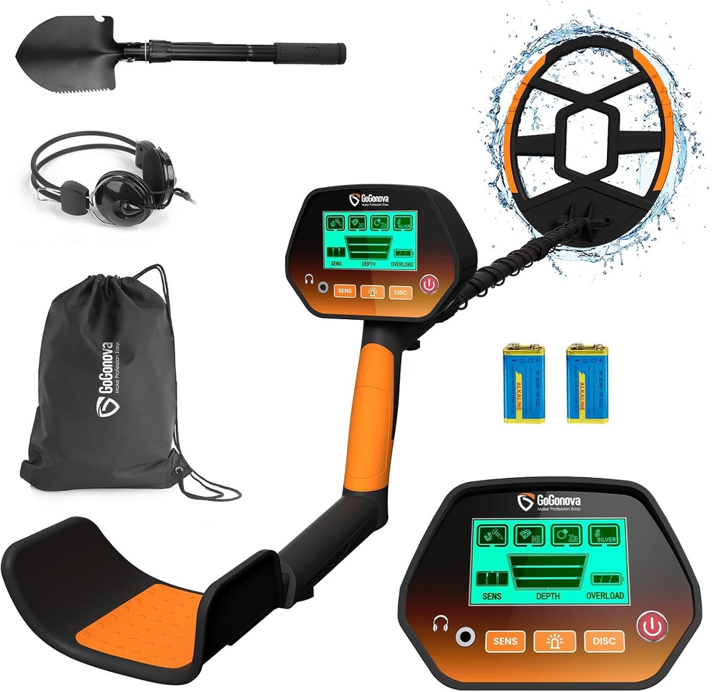 Metal Detector for Adults & Kids, GoGonova Kids Metal Detector, Waterproof Metal Detectors with High Accuracy Lightweight 8" Search Coil, All Metal & Disc Modes for Junior & Youth Gold Detector