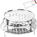 Round Stainless Steel Steamer Rack 7.6" 8.5" 9.33" Inch Steaming Rack Stand Canner Canning Racks Steamer Stock Pot Steaming Tray Pressure Cooker Cooking Toast Bread Salad (3 Pack with Clip)