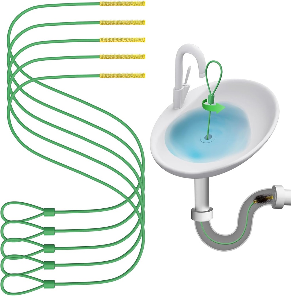 Kelly's Collection 30 Inch Drain Snake Hair Clog Remover, Sink Snake Anti-break Metal with Nylon Layer, Drain Cleaner Tool Plumber Snake for Bathtub, Bathroom Sink (5 Pack)