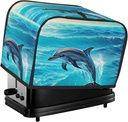 2 slice Toaster Cover, Dolphin Ocean Landscape Print Bread Machine Covers with Pockets for Kitchen Counter 11.4''x7.9''x7.5''