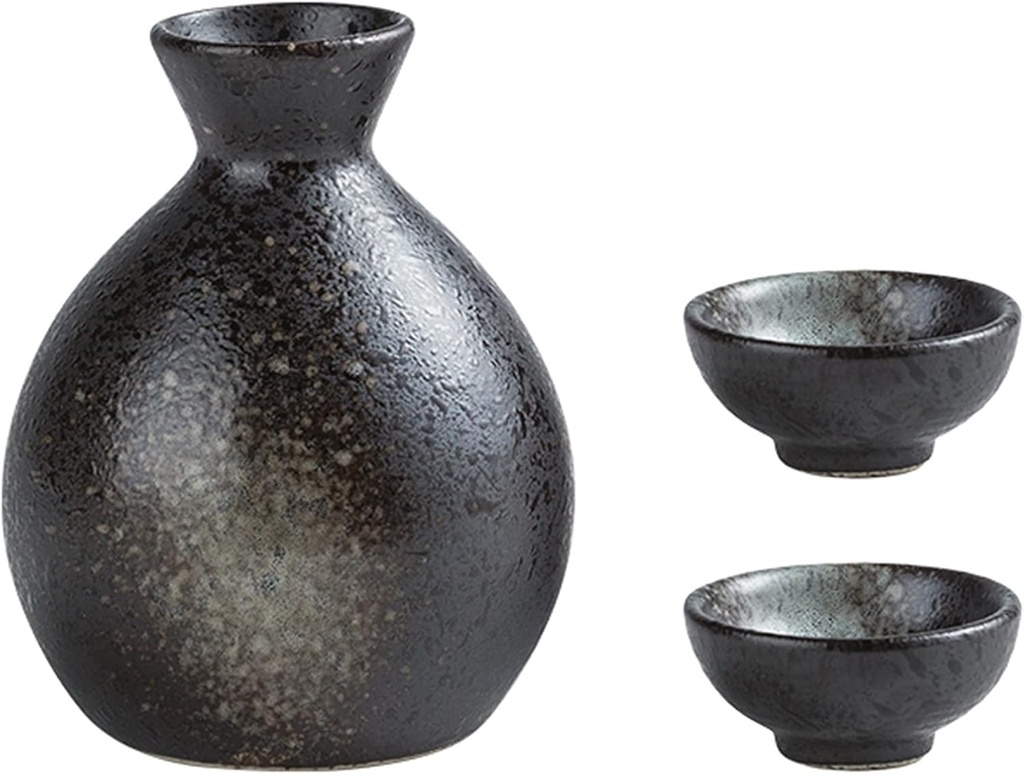 Ceramic, Sake Cup 3-Piece Set Japanese Set Gifts Ceramics1 Sake Bottle and 2 Sake Cups,A